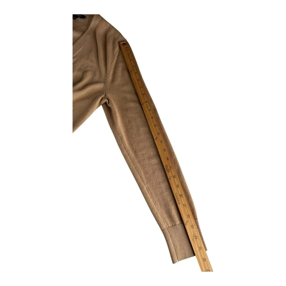 ANN TAYLOR Women 100% Merino Wool Pullover Wrap Effect Size Large khaki‎ - Picture 8 of 12